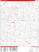 Cleveland Heights  Wall Map Red Line Style